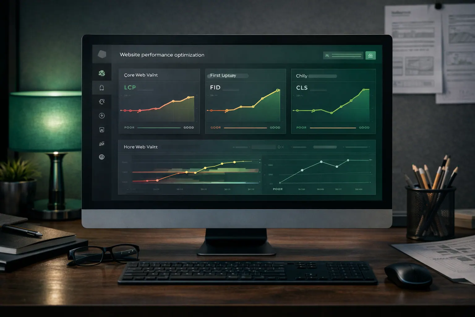Website speed dashboard highlighting Core Web Vitals during redesign optimization